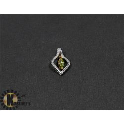 #125-GENUINE GREEN PERIDOT & CZ PENDANT