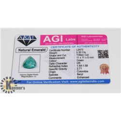 #178-GENUINE GREEN EMERALD GEMSTONE 5.30CT