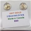 Image 5 : 10K Yellow Gold Emerald Stud (0.5ct) Earrings, Made in Canada, Suggested Retail Value $120
