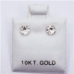 10K Yellow Gold White Topaz Stud(0.45ct) Earrings, Made in Canada, Suggested Retail Value $100