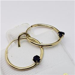 14K Yellow Gold Sapphire Hoop(0.15ct) Earrings, Made in Canada, Suggested Retail Value $240 (Estimat