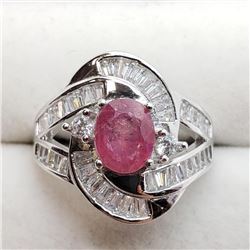 Silver Ruby Cubic Zirconia Ring (~weight 5g), Suggested Retail Value $600 (Estimated Selling Price f