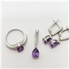 Image 2 : Silver Amethyst Earring, Ring And Pendant Set M (~weight 5g), Suggested Retail Value $600 (Estimated