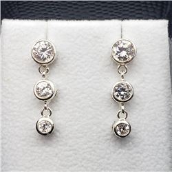 Silver Cz Dangle Earrings (~weight 3.2g), Suggested Retail Value $120