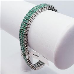 Silver 120 Emerald(12ct) 7 Inch Bracelet (~weight 26.4g), Insurance Value $1900 (Estimated Selling P