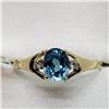 Image 1 : 10K Yellow Gold Rare Blue Zircon(1ct) 2 Diamond(0.02ct) Ring (~Size 6) (~weight 1.3g), Made in Canad