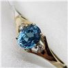 Image 4 : 10K Yellow Gold Rare Blue Zircon(1ct) 2 Diamond(0.02ct) Ring (~Size 6) (~weight 1.3g), Made in Canad
