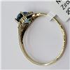 Image 5 : 10K Yellow Gold Rare Blue Zircon(1ct) 2 Diamond(0.02ct) Ring (~Size 6) (~weight 1.3g), Made in Canad