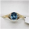 Image 6 : 10K Yellow Gold Rare Blue Zircon(1ct) 2 Diamond(0.02ct) Ring (~Size 6) (~weight 1.3g), Made in Canad