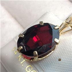 14K Yellow Gold Garnet (14X10Mm)(6.11ct) Pendant (~weight 4.5g), Made in Canada, Suggested Retail Va