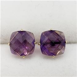 14K Yellow Gold Amethyst Stud(3.25ct) Earrings, Made in Canada, Suggested Retail Value $320 (Estimat