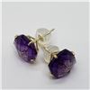 Image 4 : 14K Yellow Gold Amethyst Stud(3.25ct) Earrings, Made in Canada, Suggested Retail Value $320 (Estimat