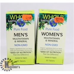 TWO WHOLE EARTH & SEA PURE FOOD MULTIVITAMIN &