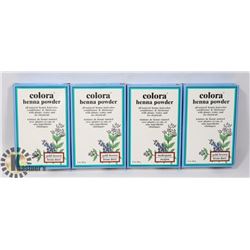 FOUR BOXES OF COLORA HENNA POWDER 60G EACH