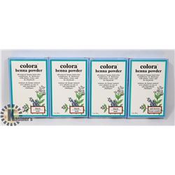 FOUR BOXES OF COLORA HENNA POWDER 60G EACH