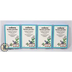 FOUR BOXES OF COLORA HENNA POWDER 60G EACH