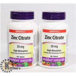 2 BOTTLES OF ZINC CITRATE 50MG HIGH ABSORPTION