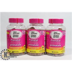 LOT OF 3 FIRST RESPONSE PRENATAL VITAMINS, 90