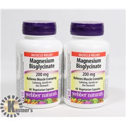 LOT OF 2 WEBBER NATURAL MAGNESIUM BISGLYCINATE