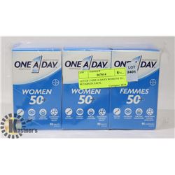 LOT OF 3 ONE A DAYS WOMENS 50+, 90 TABS IN EACH,