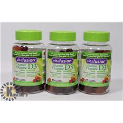 LOT OF 3 VITAFUSION VITAMIN D3 GUMMIES, 70 IN EACH