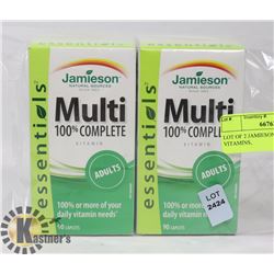 LOT OF 2 JAMIESON MULTI ADULT VITAMINS,