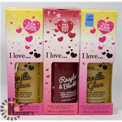 3 500ML BOTTLES VANILLA AND RASPBERRY BUBBLE BATH