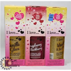 3 500ML BOTTLES VANILLA AND RASPBERRY BUBBLE BATH