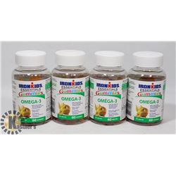 LOT OF 4 BOTTLES WITH 60 GUMMY IRON KIDS OMEGA 3