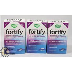 LOT OF 3 FORTIFY 30 BILLION WOMANS PROBIOTICS