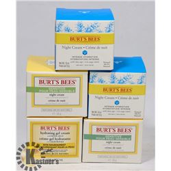 LOT OF 5 BURTS BEES ASSORTED CREAMS