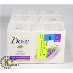 LOT OF 12 DOVE LAVENDER SOAP BARS