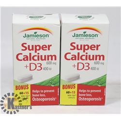 LOT OF 2 JAMIESON SUPER CALCIUM PLUS D3, 600MG