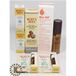BAG OF ASSORTED BURTS BEES AND BIO OIL