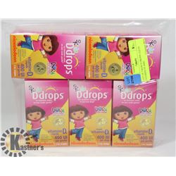 LOT OF 5 KIDS D-DROPS LIQUID VITAMIN D3 400IU