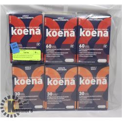 LOT OF 6 ASSORTED KOENA PROBIOTIC SUPPLEMENTS