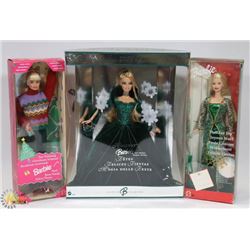 SET OF 3 SEALED BARBIES HOLIDAY JOY