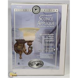 NEW IN BOX BRONZE FINISH WALL MOUNT SCONCE.