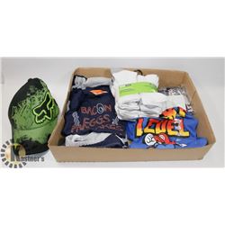 BOX W/ALL NEW BOYS CLOTHS SIZE L (10-12) -