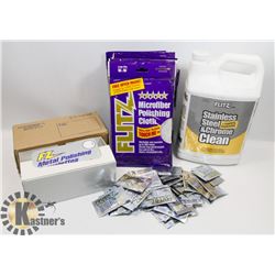 BOX OF AUTOMOTIVE CLEANING SUPPLIES INCLUDING