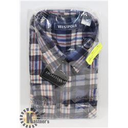 NEW WESTPORT SZ XL PLAID LONG SLEEVE SHIRT.