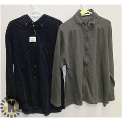 2 NEW MENS SHIRTS SIZE XL, 1 SWEATER & 1 BUTTON UP