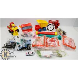 FLAT OF VINTAGE TOYS AND ASSORTED HAPPY MEAL