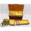 Image 1 : WOODEN MUSICAL JEWELRY BOX WITH CONTENTS