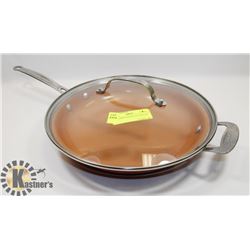 RED COPPER FRYING PAN AND LID