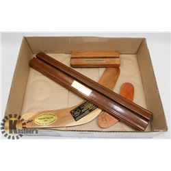 PAIR OF PAINTED MADE IN AUSTRALIA BOOMERANGS.