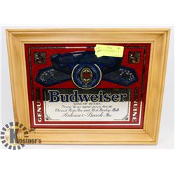 BUDWEISER BAR MIRROR, 11"  x  14"