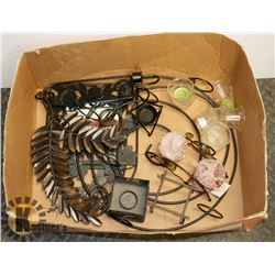 BOX OF CANDLE HOLDERS