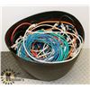 Image 1 : OFFICE GARBAGE CAN  WITH 100+ CAT 5 CABLES (3' TO