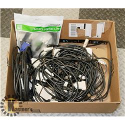 BOX WITH DVI MONITOR CABLES (10), VGA CABLES (3)